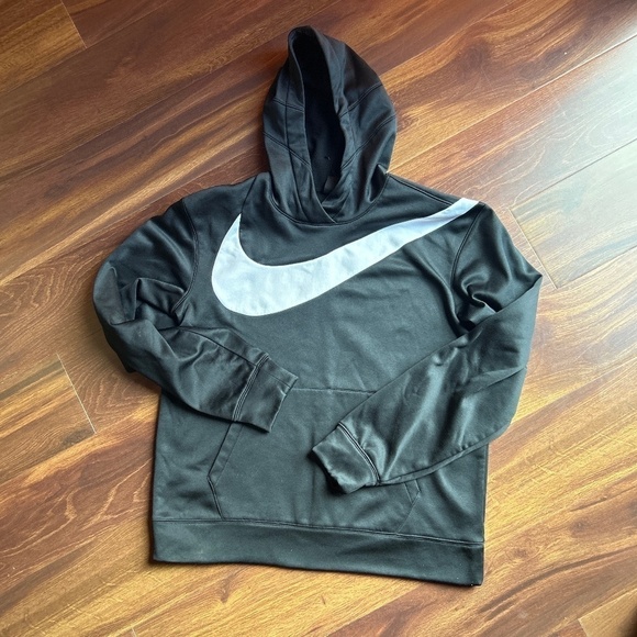 NIKE Swoosh Black Pull Over Sweatshirt Hoodie size Medium - Picture 1 of 7